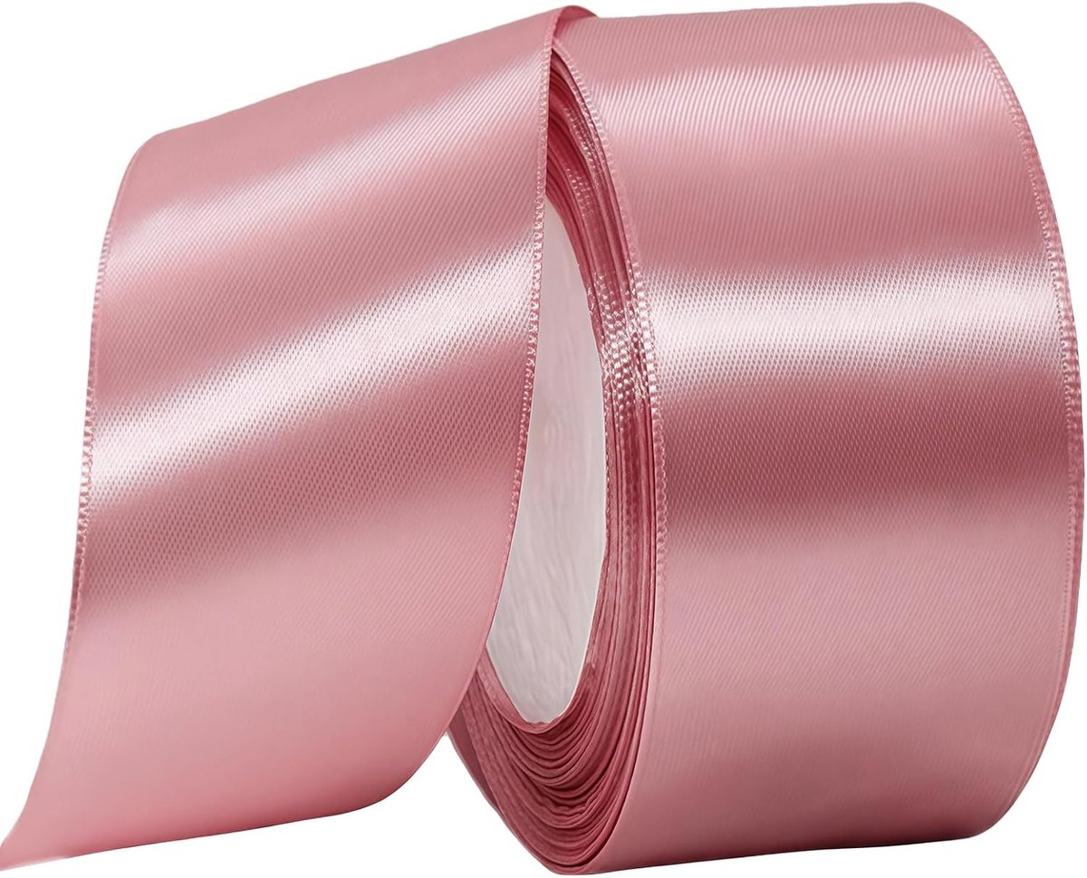 Lint met bonenroze, 50 mm, cadeaulint, satijnen lint, 22 meter, polyester lint, bonenroze lint voor geschenkverpakking, decoratie, bruiloft, Kerstmis, knutselwerk en geschenkverpakking