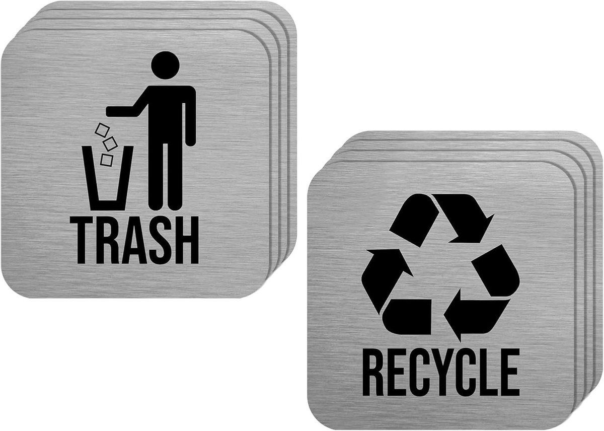 Recycling Stickers - Zilver - Voor Prullenbakken en Compostbak - Eenvoudig Afval Sorteren - Voor Keuken