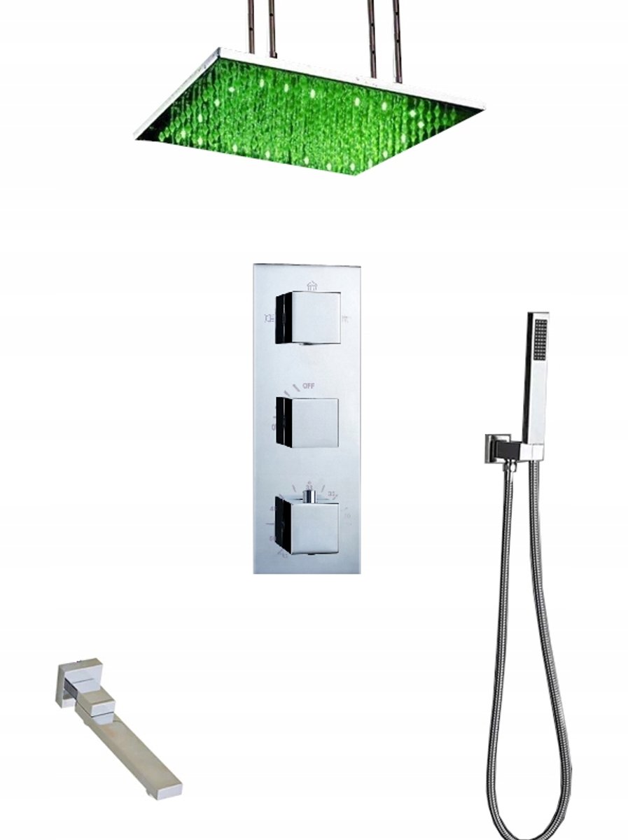 Merkloos Inbouw Doucheset met LED Regen- en Handdouche, 60cm