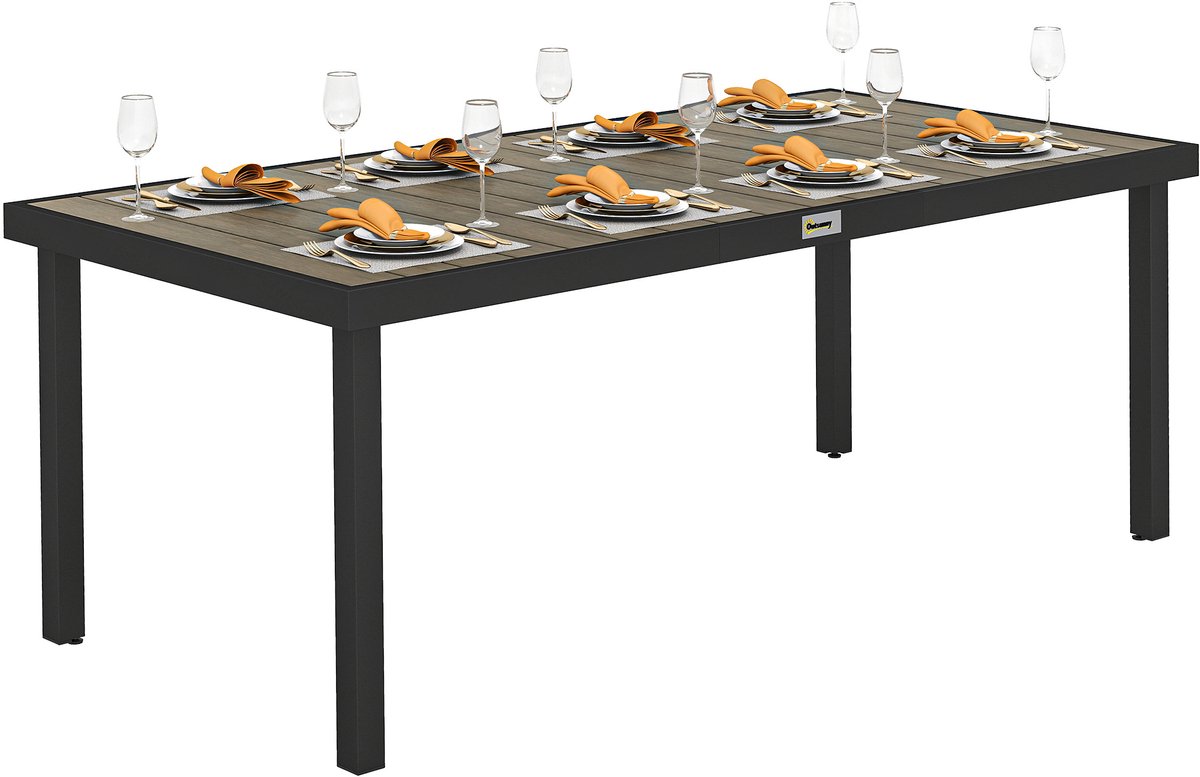 Outsunny tuintafel - aluminium - 190x90x74cm - bruin