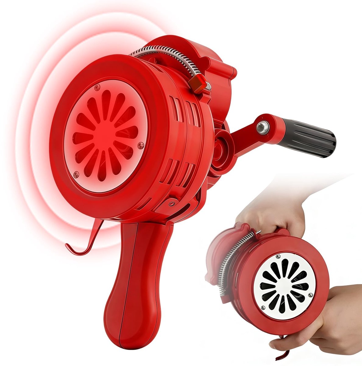 Elzusha - Handzwengel Sirene Alarm 90dB Handheld Noodsituaties Rood