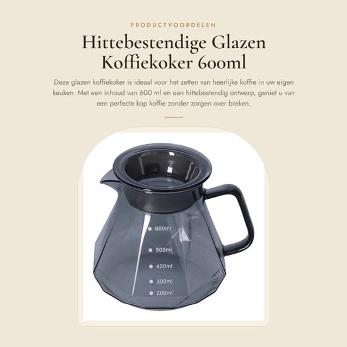 Koffiepot Hittebestendig - Glazen Koffiekoker - 600 ml - Transparant Ontwerp - Met Deksel - Bescherming Tegen Verbranding - Koffiezetapparaat
