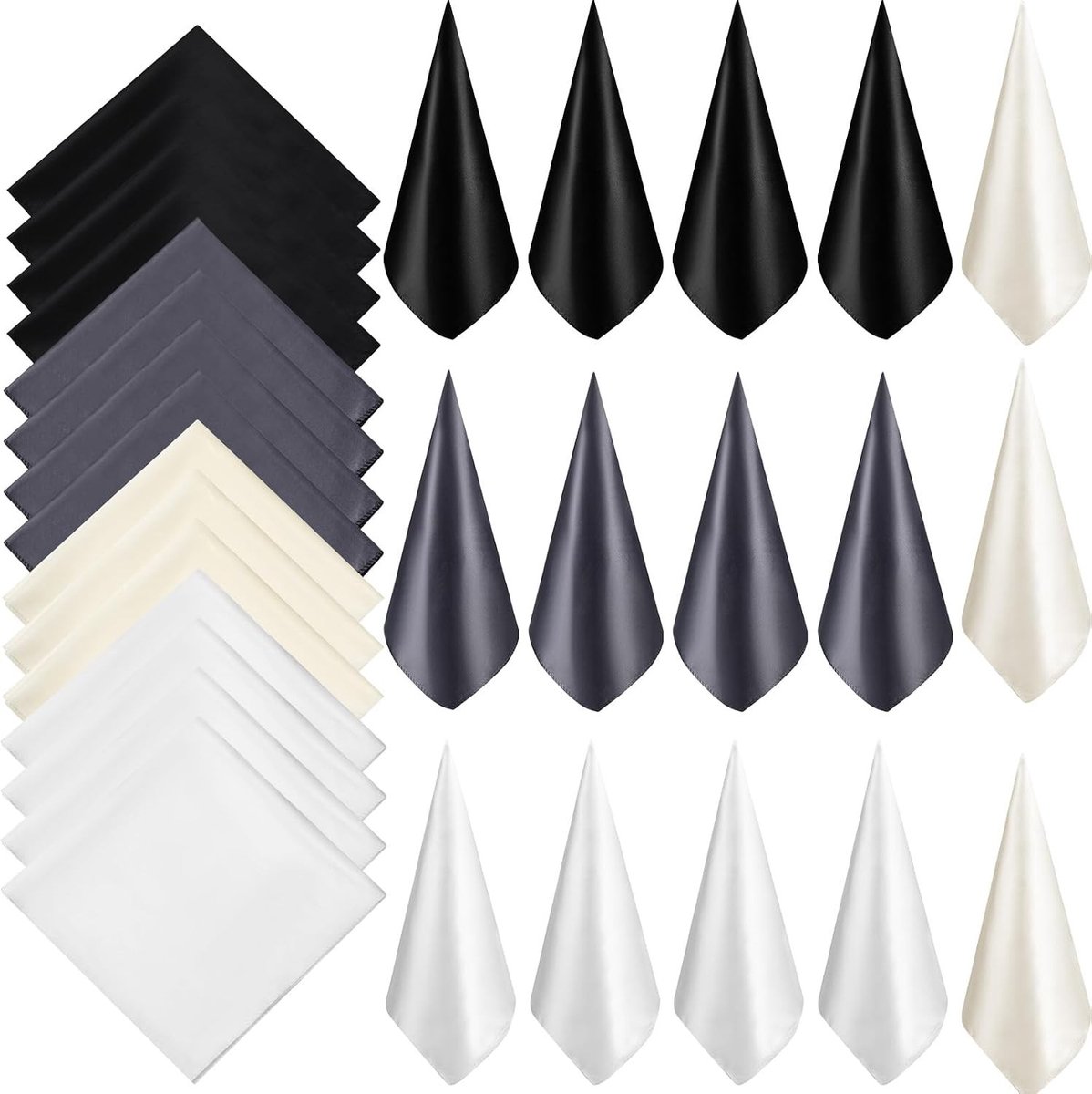 Set van 15 Vrouwen Sjaals met Vierkante Hals, Effen Satijnen Neckerchiefs en Haarwraps voor Diverse Stijlen
