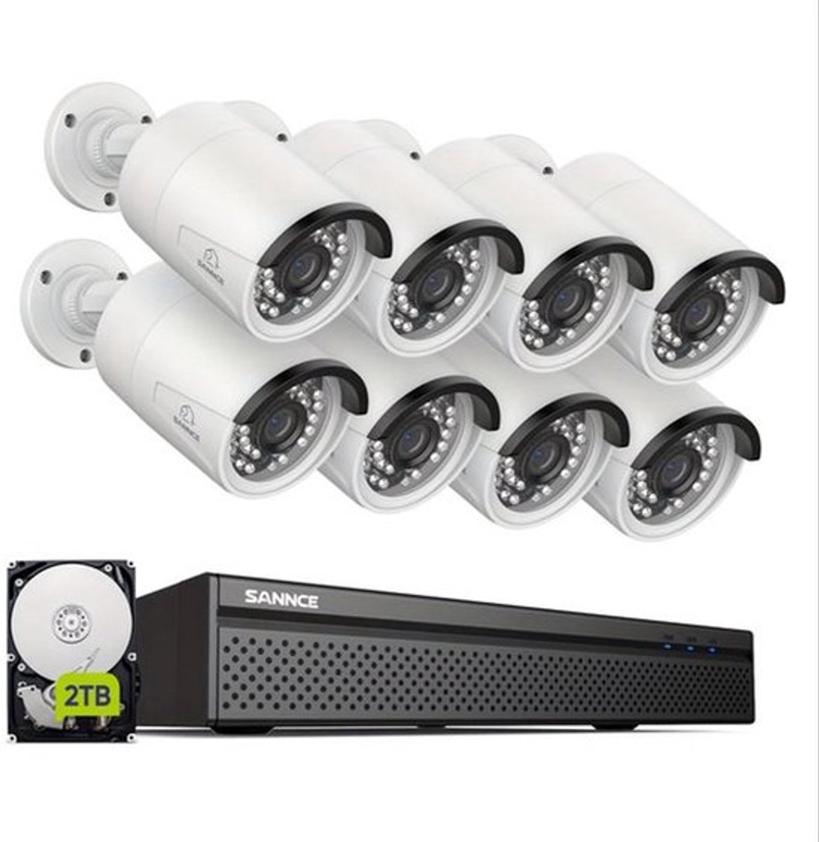 Bewakingsset 8-kanaals – Beveiligingscamera Set – CCTV Cameras – Surveillance System – 2TB HDD Variant – 8MP Beeldkwaliteit – AI Persoons- en Voertuigdectie