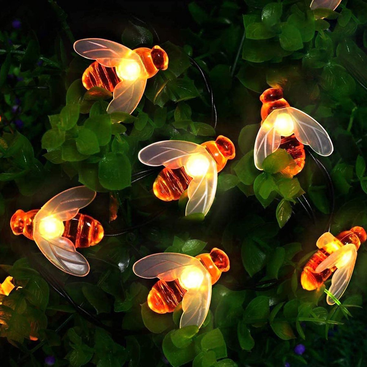 Solar Sfeerverlichting Buiten - Bijen Lichtketting met 50 LED's - 7 m Zonne-energie Tuinverlichting met 8 Lichtstanden - Waterdichte Fairy Lights voor Tuin, Bomen, Terras, Feest & Bruiloft - Warm