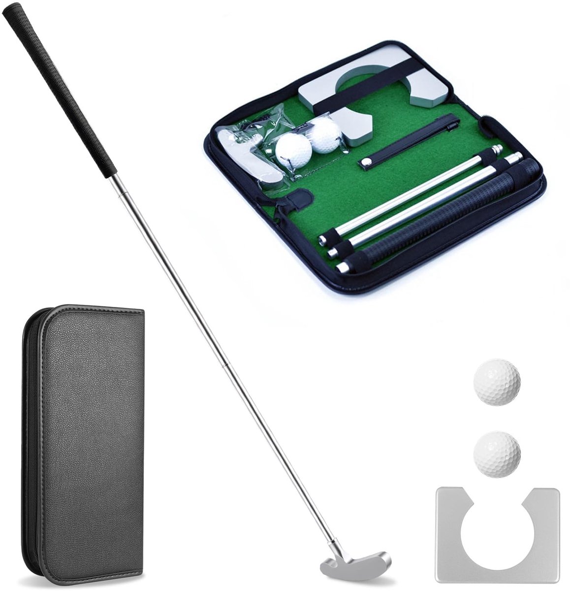 Complete Mini Golf Putter Set met 2 Ballen en Draagtas voor Binnen, Perfect voor Kinderen en Volwassenen, Ideaal Golf Cadeau
