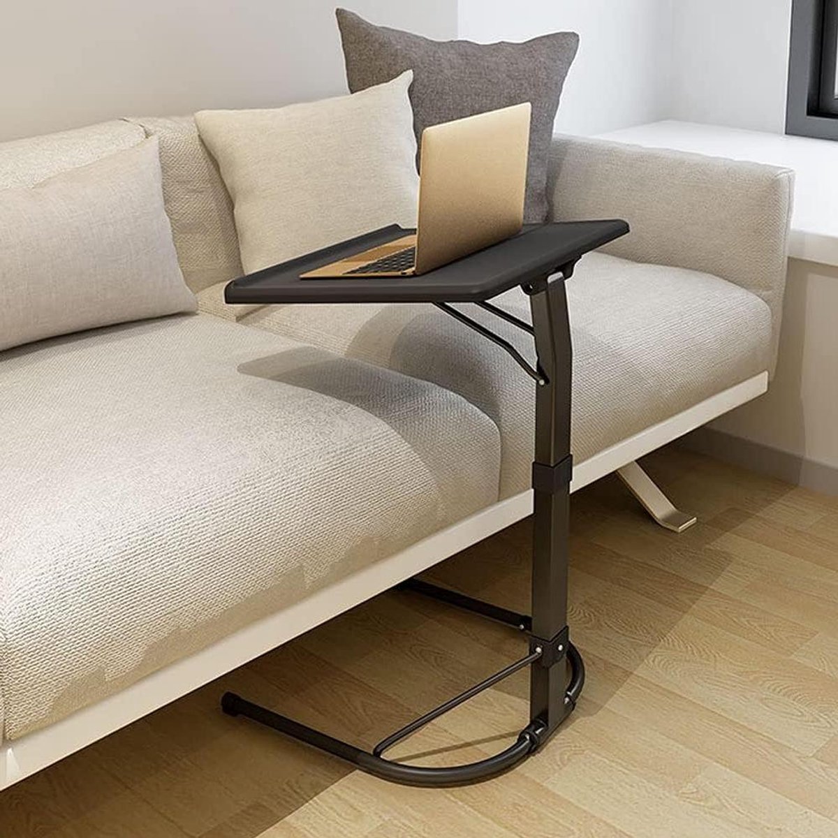 Laptop bijzettafel - Klaptafel laptop - Comfortabel werken - In hoogte verstelbaar - 43 x 43 cm - Zwart