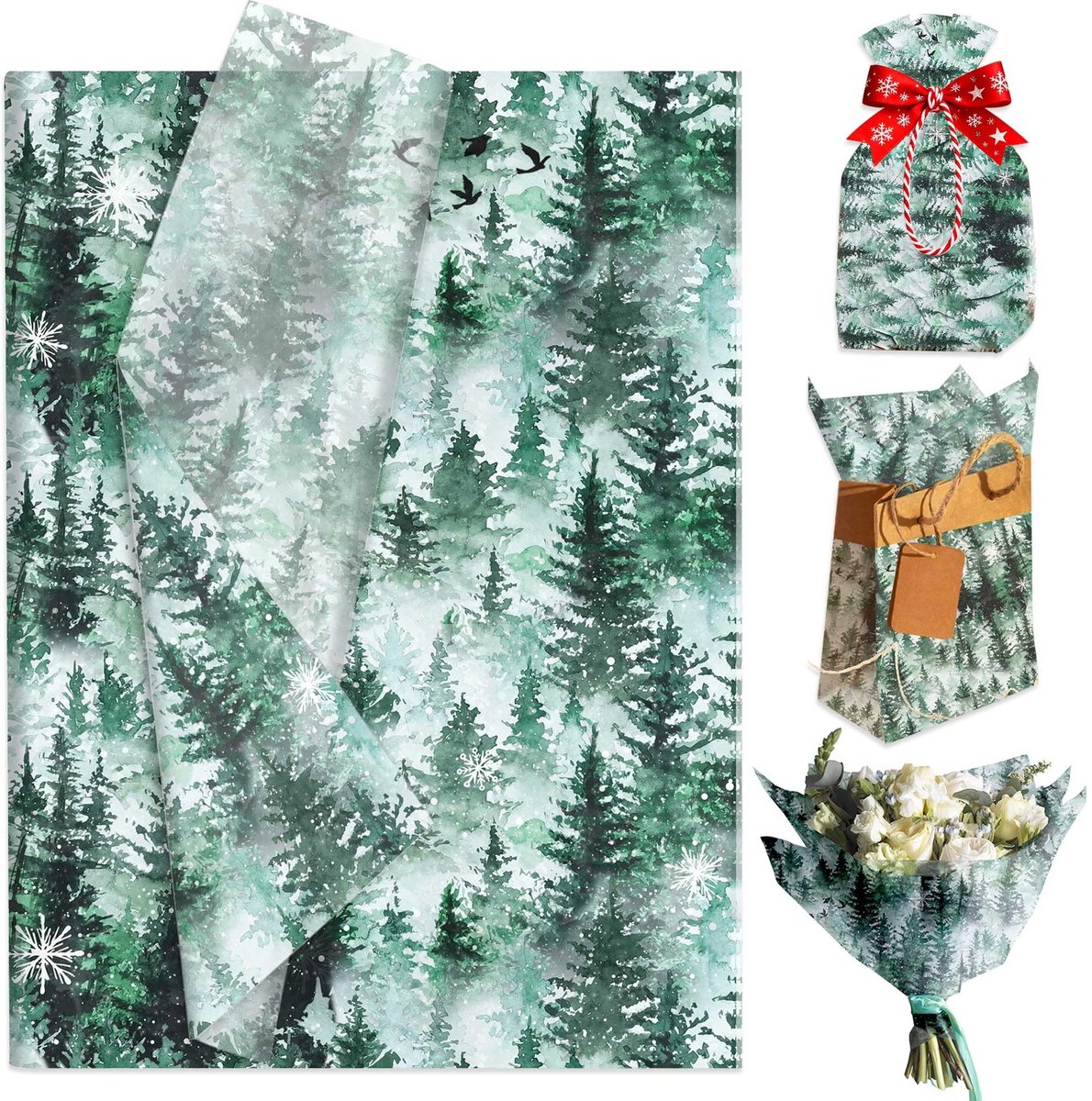 SolidKeus - 50 Vellen Bos Thema Cadeaupapier voor Creatieve Verpakkingen