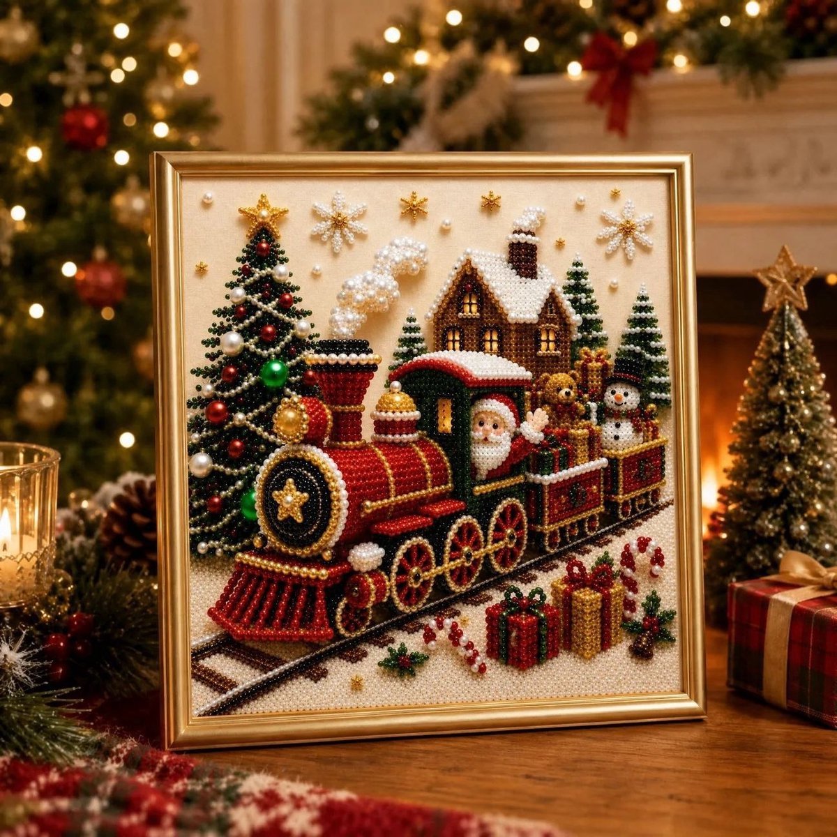 Casalora® 3D Kerst Diamant Schilderij DIY Kit – Kerstman/Kerstboom/Sneeuwpop/Rendier – Diamond Painting Set met Parels – Creatieve Hobby voor Volwassenen & Beginners – Wanddecoratie – 20 x 20 cm