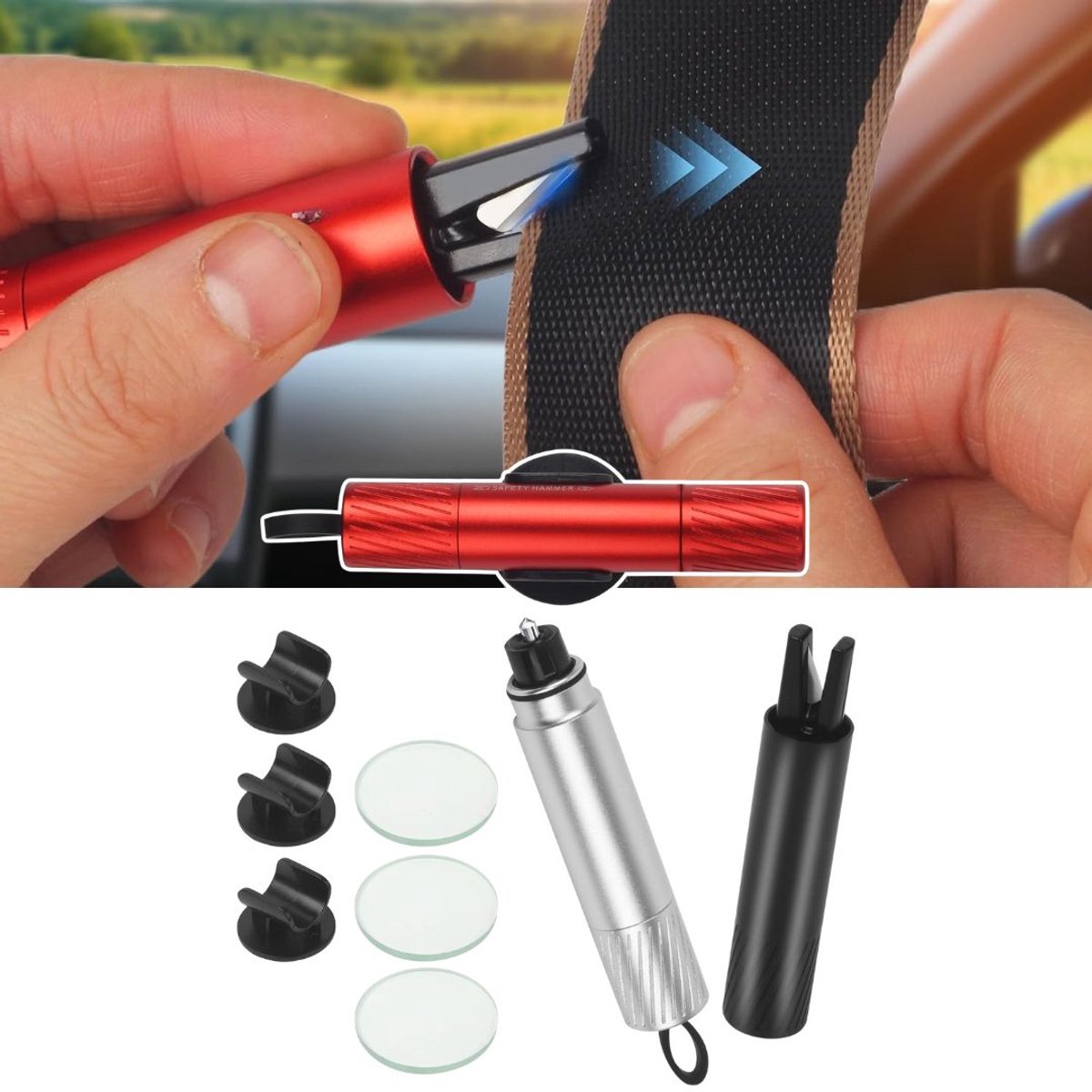 Zavio® Veiligheidshamer Set - Autogereedschap - Noodsituaties Voorkomen