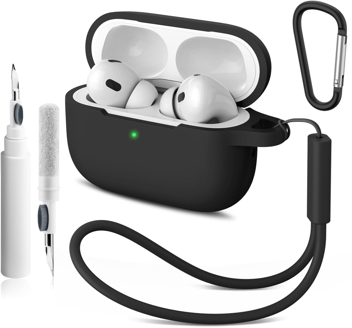 SolidKeus - Silicone Beschermhoes voor Airpods Pro met Keychain