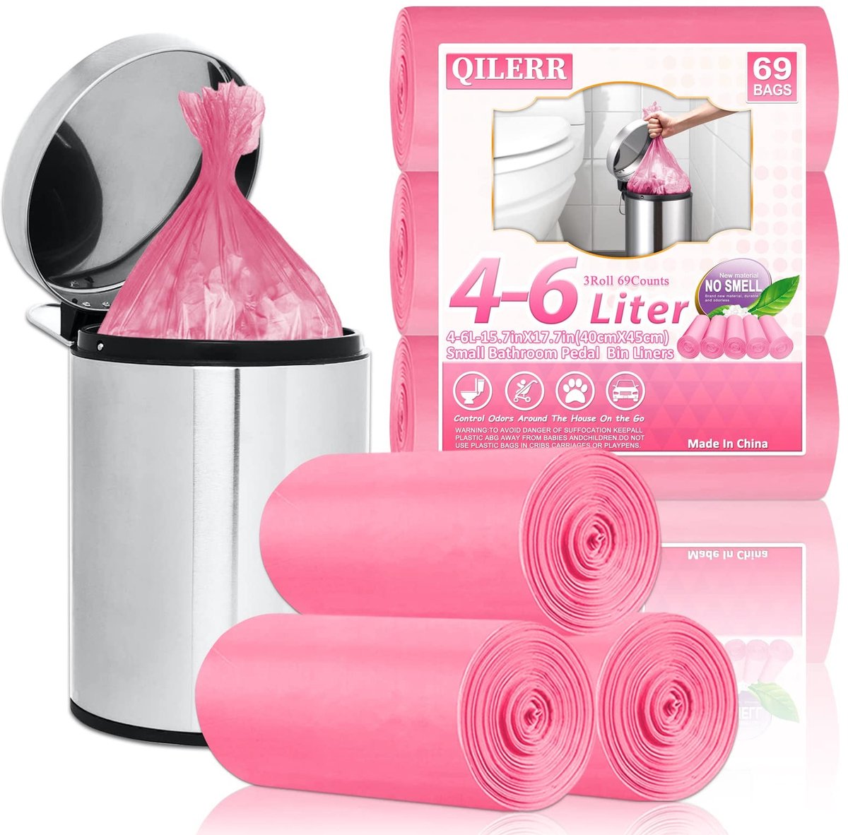 SolidKeus - Mini Afvalzakken voor 4-6 Liter in Roze, 69 Stuks