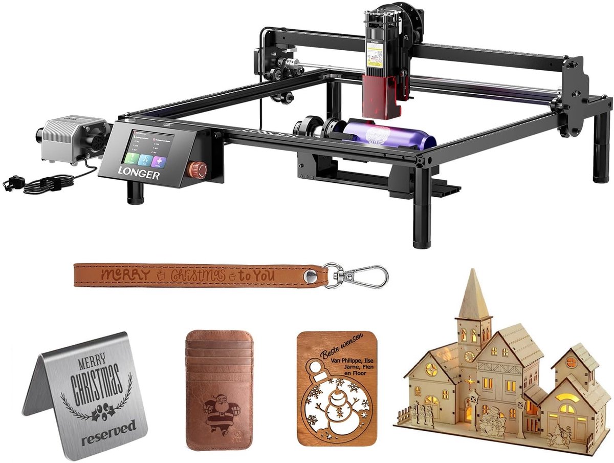 SolidKeus - Lasergraveermachine 10W met 360° Draaitafel en Air Assist Kit