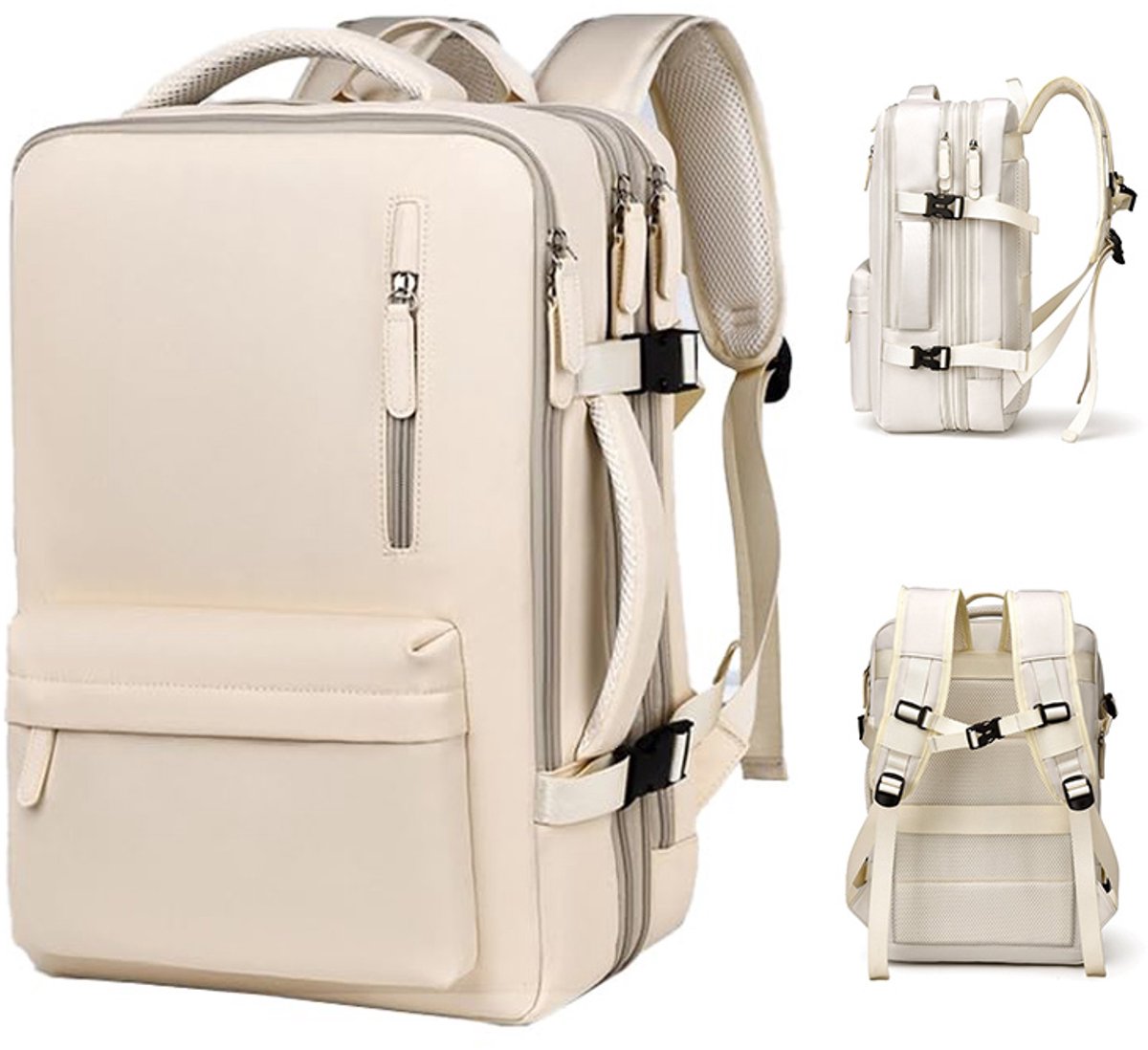 Rugzak - Laptop rugzak - 45*32cm - Waterdichte Laptop Rugzak - Grote Rugzak met Laptopvak, Lichtgewicht Reis- en Werkrugzak voor Dames en Heren, Business Schooltas voor Werk, Studie en Reizen - Wit