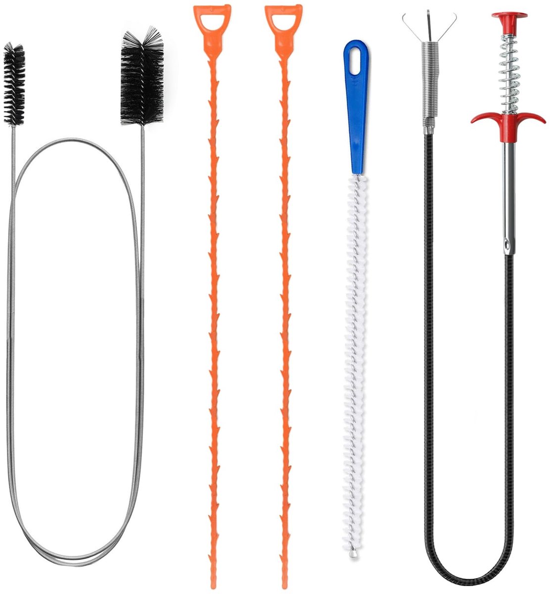 SolidKeus - Afvoerontstopper Set met 5 Flexibele Spiraalreinigers