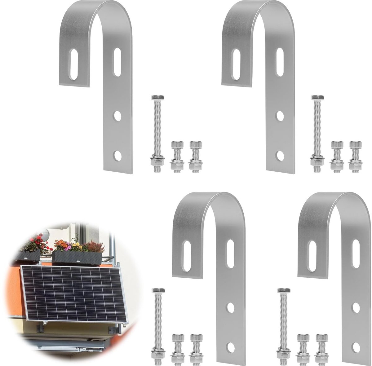 SolidKeus - Set van 4 Roestvrijstalen Zonnepaneelhouders