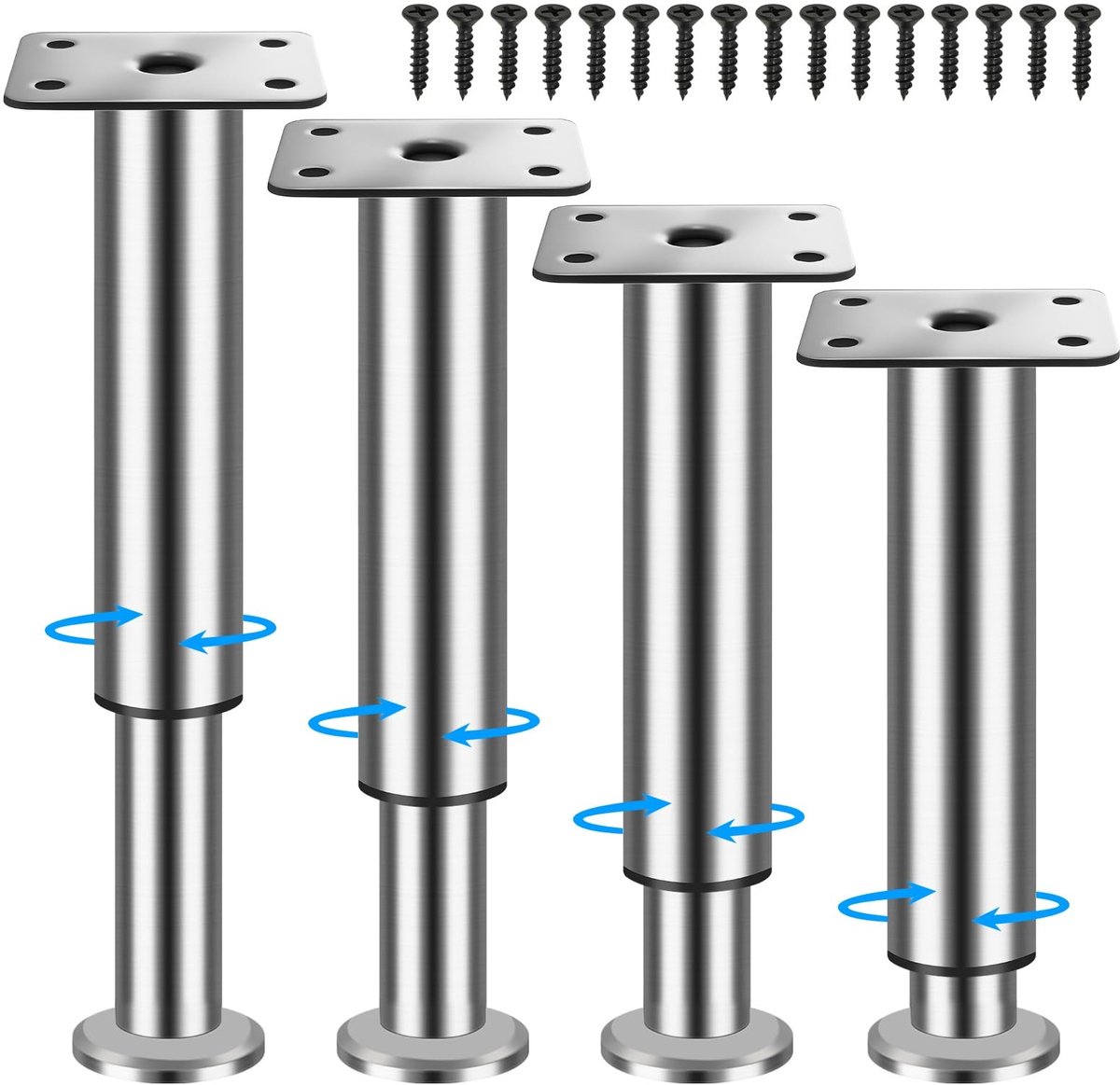 SolidKeus - Set van 4 Verstelbare RVS Meubelpoten 18-30 cm
