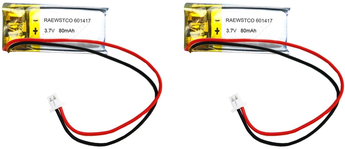 SolidKeus - 2 Stuks 3,7 V 80 mAh Lithium Batterij voor Smart Wearables