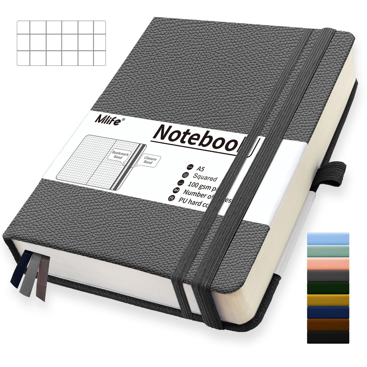 SolidKeus - A5 Notitieboek met 360 Pagina's en Vouwzak voor Kantoor en School