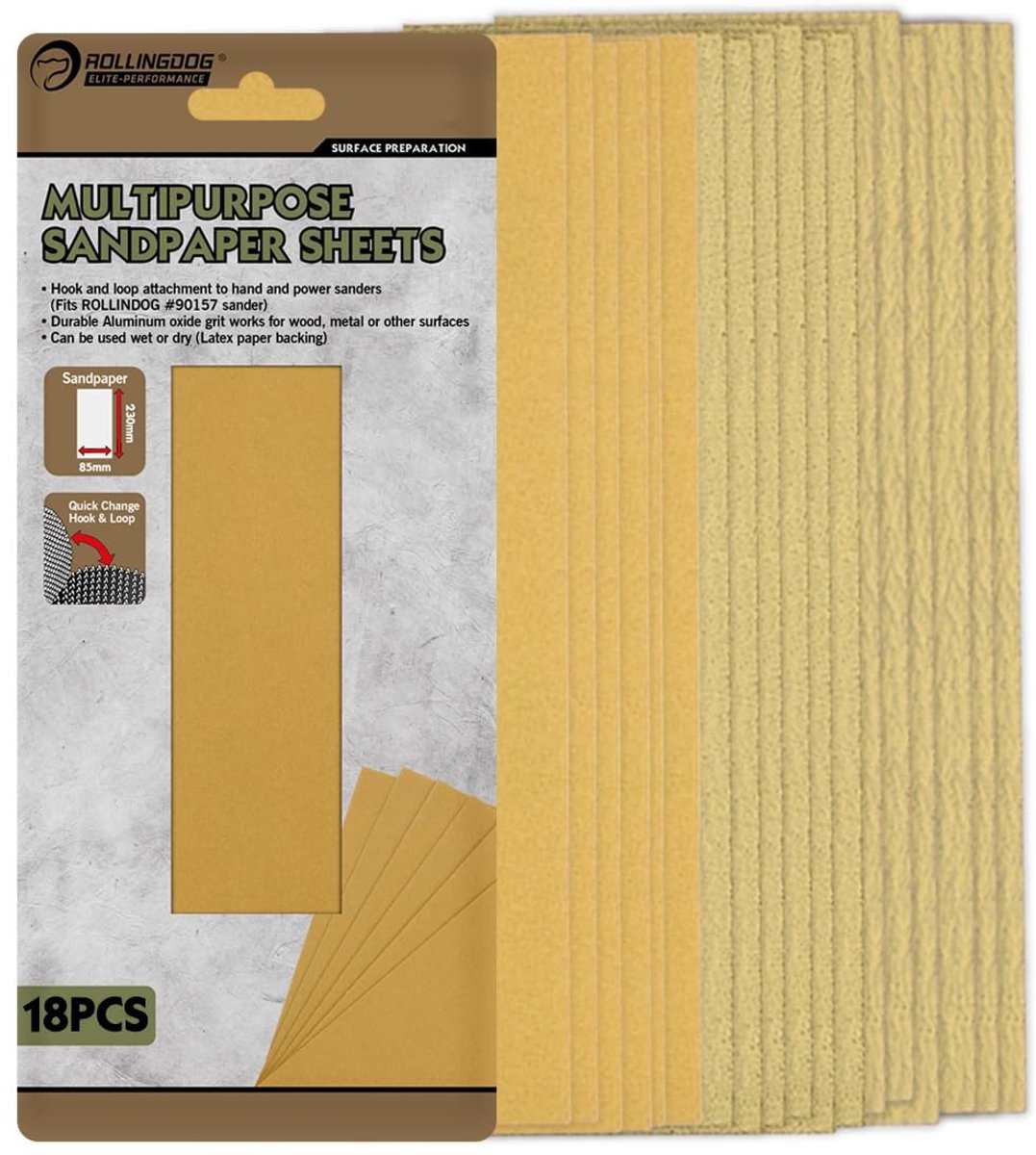 SolidKeus - Set van 18 Hook & Loop Schuurpapier voor Hout en Metaal