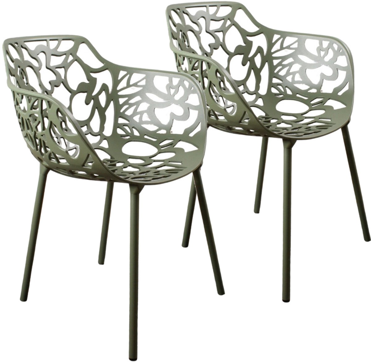 DS4U® - Cast eetkamerstoel - Set van 2 - Avocado - Aluminium - Met armleuning