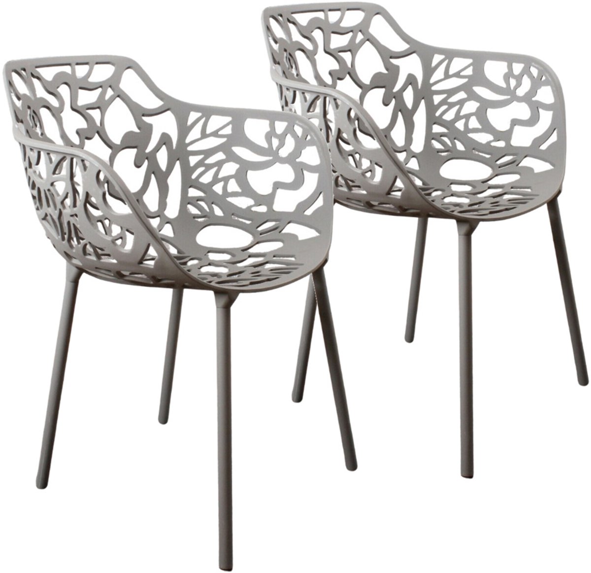 DS4U® - Cast eetkamerstoel - Set van 2 - Lichtgrijs - Aluminium - Met armleuning