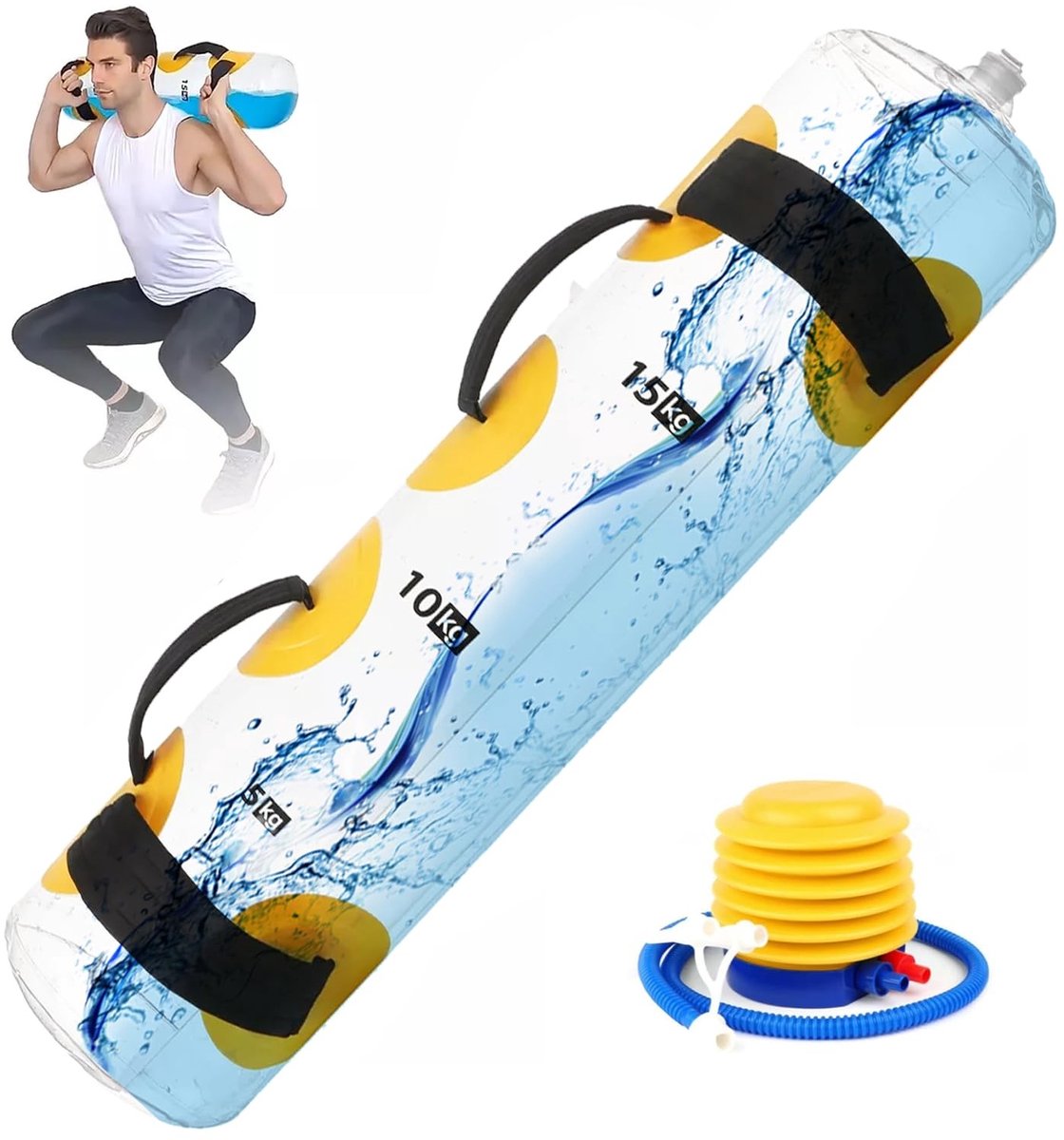 SolidKeus - Verstelbare Gewichtswaterzak met Voetpomp voor Fitness en Stabiliteit