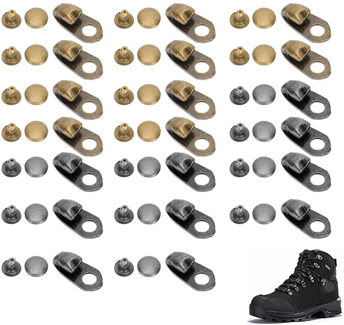 SolidKeus - Set van 20 Robuuste Haken voor Veters, Gunmetal en Koper
