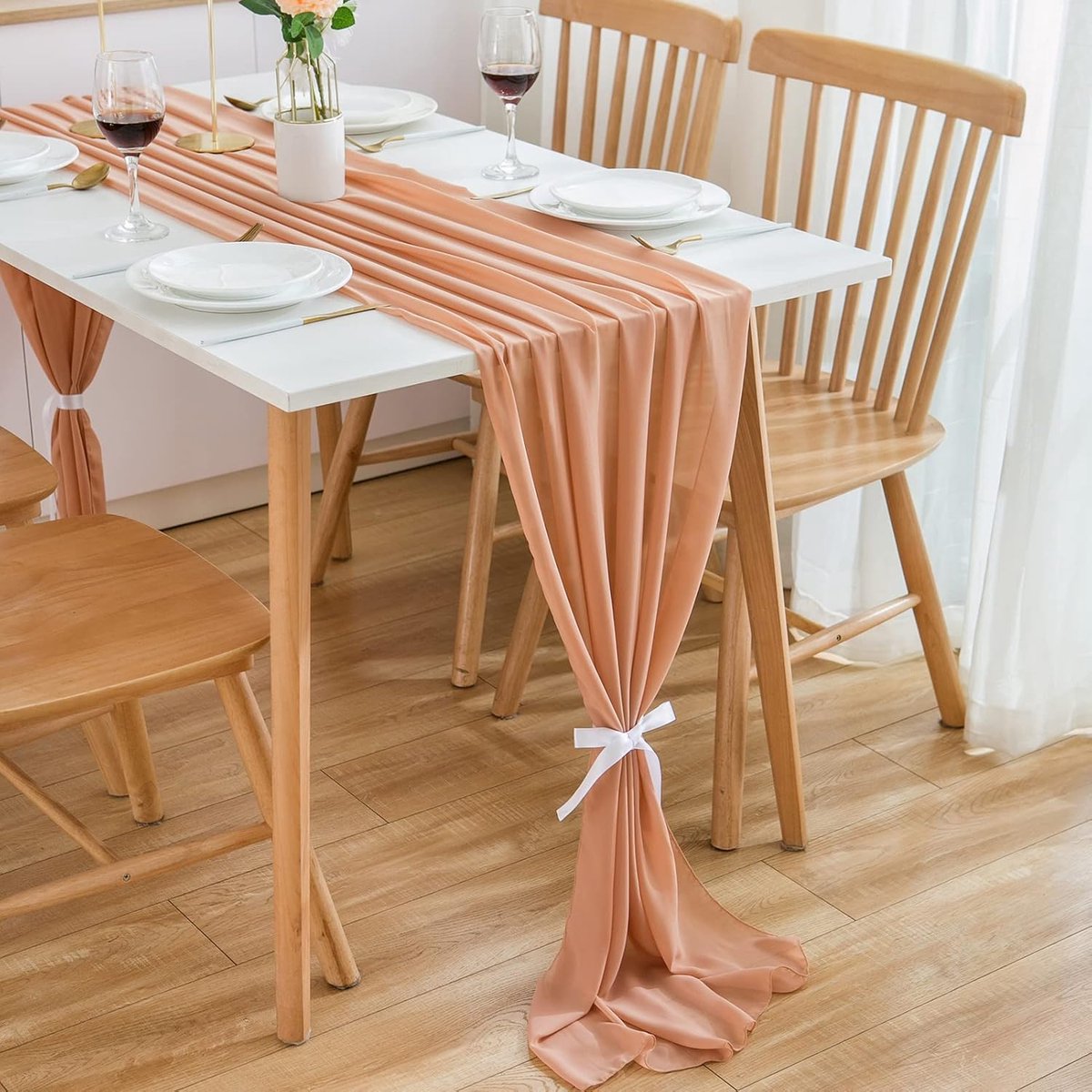 Tafelloper Roségoud, Chiffon, 70 cm x 3 m, Chique Tafeldecoratie voor Bruiloft, Feest, Geschenk, Decoratie, Knutselen | Tafelloper van chiffon, licht, 70 cm, 3 lengtes, veelzijdige kleuren voor bruiloften, verjaardagen, feesten, tafeldecoratie
