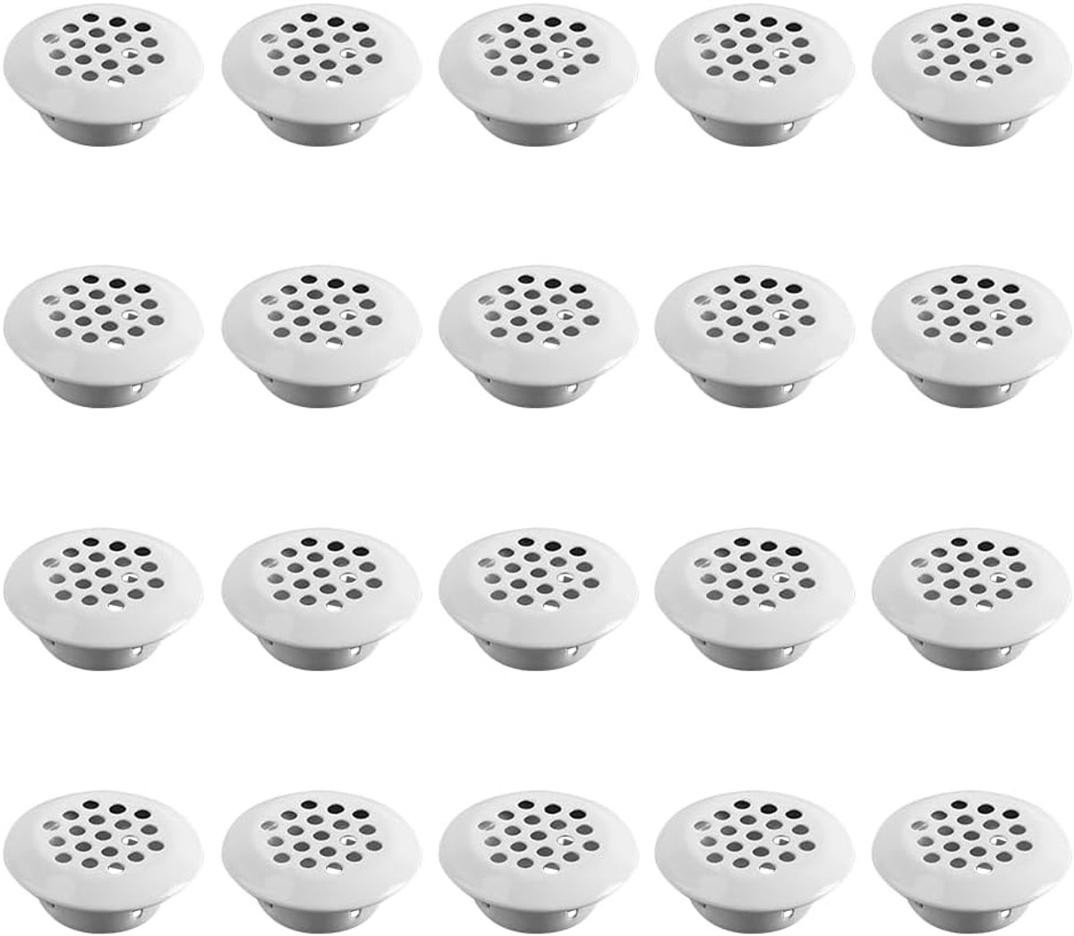 20 stuks roestvrijstalen ventilatierooster 19 mm, rond wit ventilatiegat ventilatienetbescherming voor kast, kledingkast, schoenenkast, convex profiel