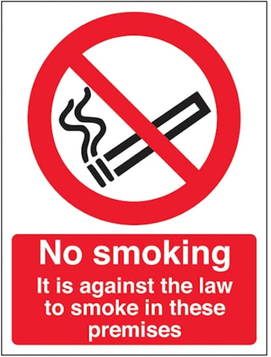 Niet roken niet roken, tegen de wet om te roken... Verbodsbord - 200mm x 300mm - Zelfklevende Vinyl
