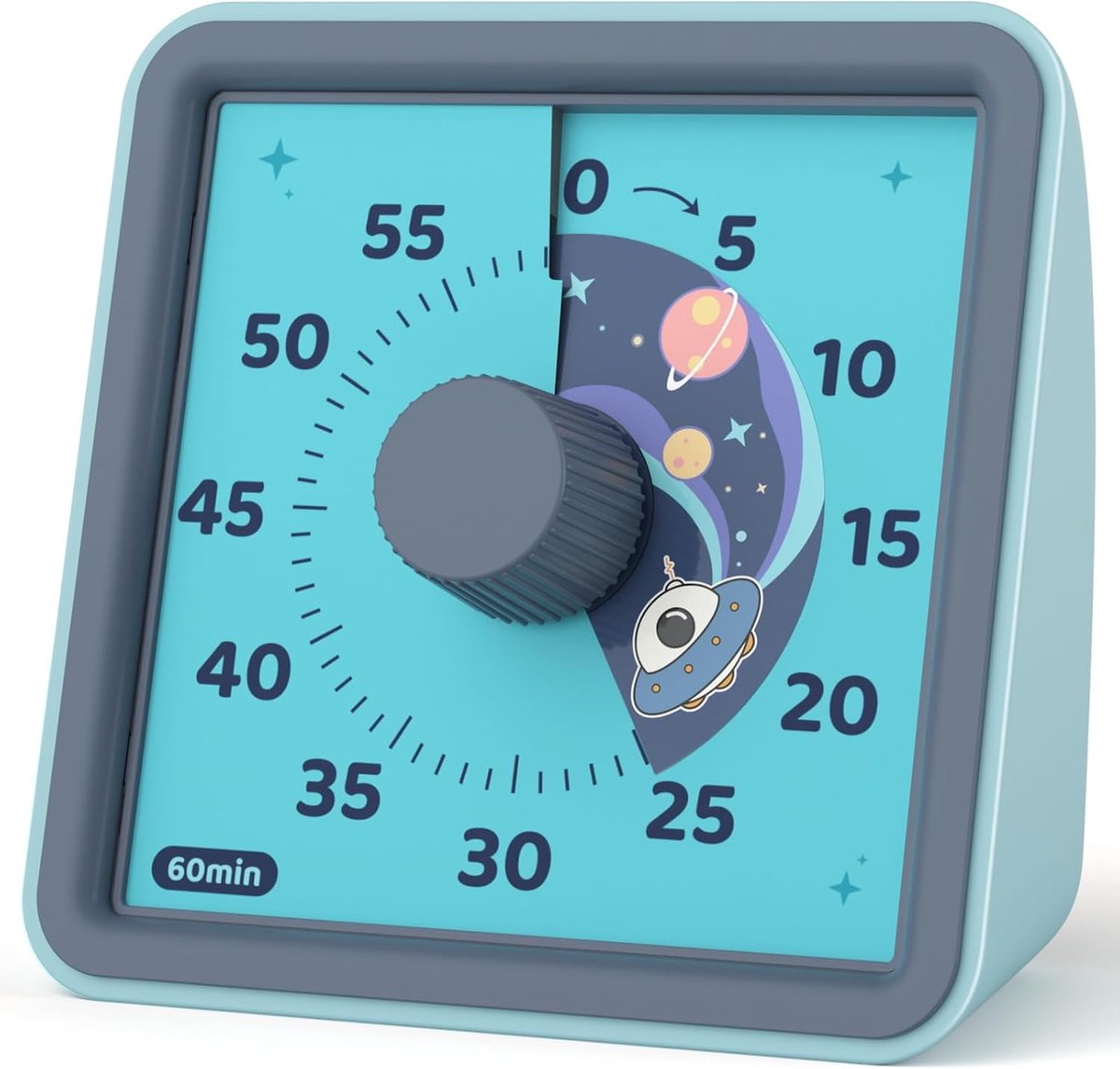 Visuele timer voor kinderen, 60 minuten, stopwatch voor kinderen en countdown voor kinderen en volwassenen, stil, tijdmanagement-gereedschap voor keuken, klas, vergaderingen (staalblauw)