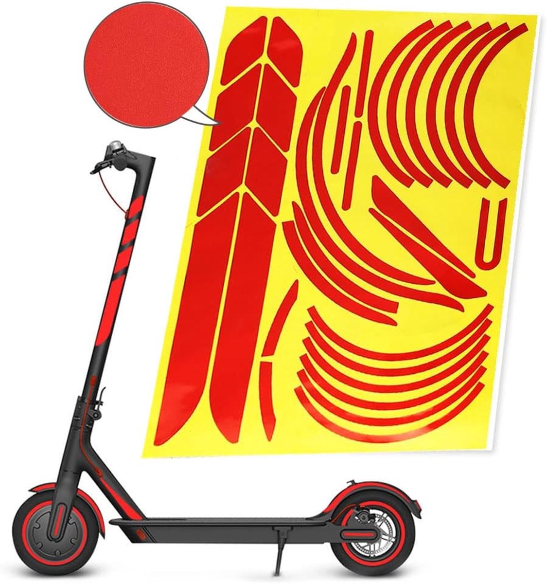 Scooterstickers, zelfklevende reflecterende nachtstickers voor XiaoMi Scooter Accessoires voor XiaoMi Mi M365/M365 PRO 2/ 1S (rood)