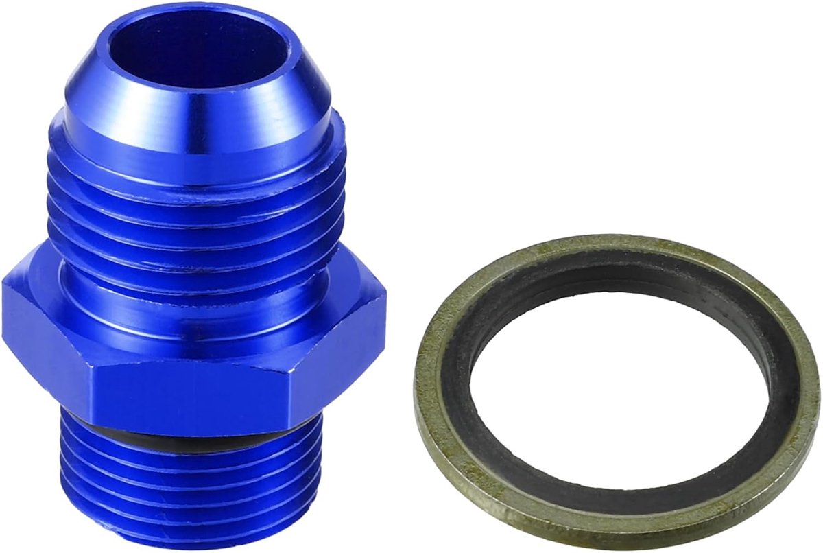 Brandstoffitting Met Pakking Binnenbrandstofleiding Mannelijke Flensadapter Voor Auto Duurzaam Aluminiumlegering Metrisch M20x1.5 Naar 10AN Mannelijke Flensadapter 1 Set Blauw