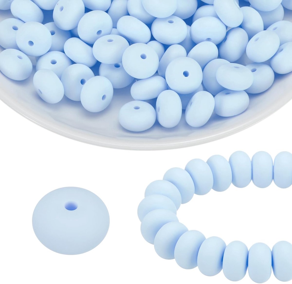 Kralen, 14 mm, rubberen lenzen, focuskralen, groothandel, voor pennen, sleutelhangers, armbanden, halskettingen, knutselen, productie, blauw/grijs