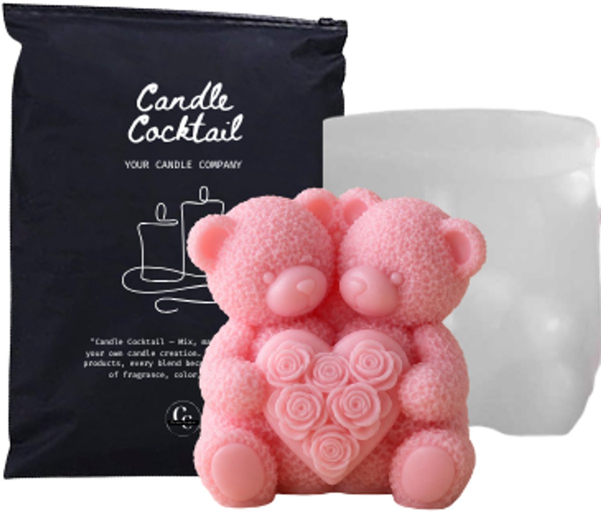 Knuffelende Beertjes Siliconen Mal #404 | 7 x 7 cm | Candle Cocktail® | 3D Gietmal | Kaarsenmal | Kaarsen Maken | Chocolade Mal | Zeepmal | Resin & Epoxy | Gips & Jesmonite | Herbruikbaar | Makkelijk Lossen | Gedetailleerd | Inclusief Dustbag