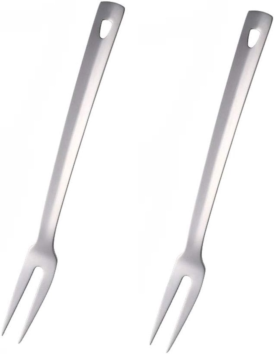 Vleesvork roestvrij staal grillvorken lange voorvork lengte 31 cm vleesvorken vleesvork serveervork set zilver 2 stuks keukengerei