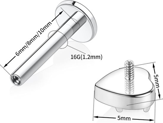 Studs lipringen G23 titanium monroe-piercing lippiercing sieraden intern schroefdraad helix tragus kraakbeen conch oorbellen dames meisjes piercing sieraden zirkonia opaal — afbeelding 5