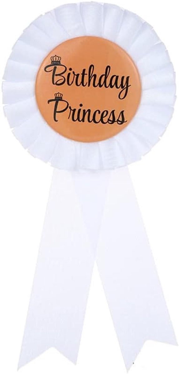Koning Prinses Satijn Stof Blik Badge Pin Verjaardag Rozet Knop Pins Gelukkig Verjaardagsfeestje Accessoire Broche Pin Voor vrouwen mannen Verjaardagsfeestje Decoraties, Metaal, Nieuw