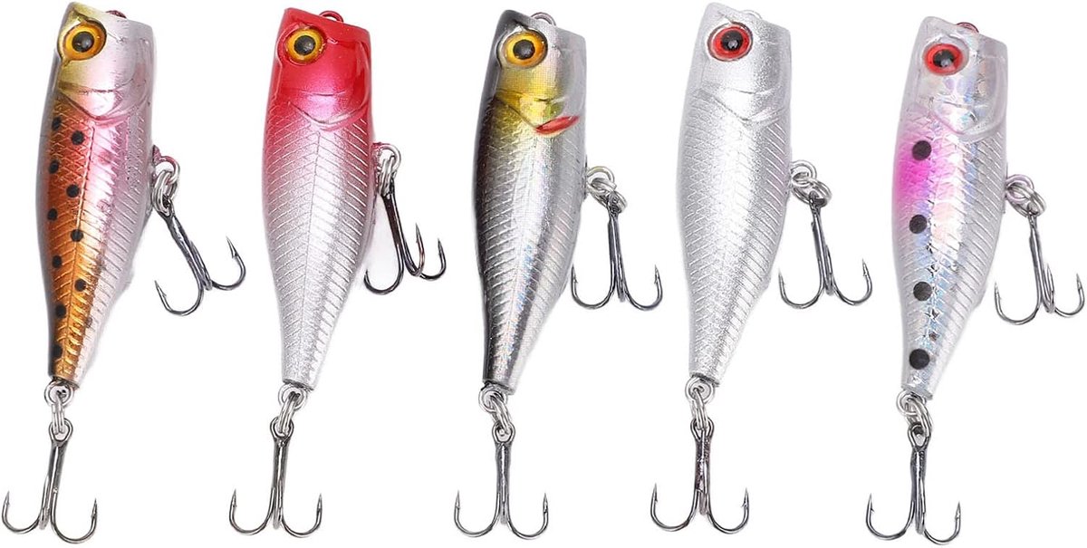 Kunstaas - Bas Hard Aas - Topwater Poppers Kunstaas - Levensechte 3D-ogen - Voor Buitenshuis Vissen