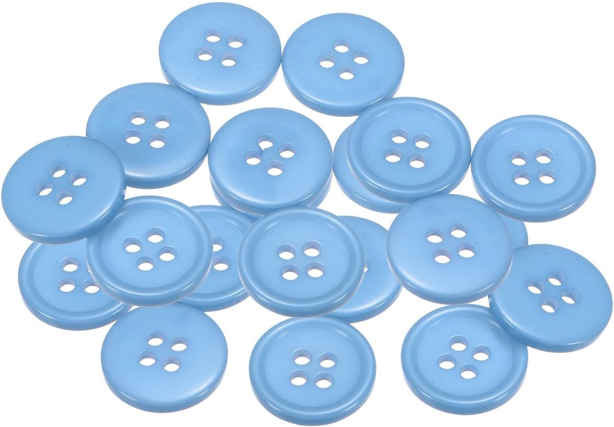 Knopen 18 mm hars rond plat 4-gaats handwerk vervangingsknoppen voor naaien, kleding en doe-het-zelf, hemelsblauw