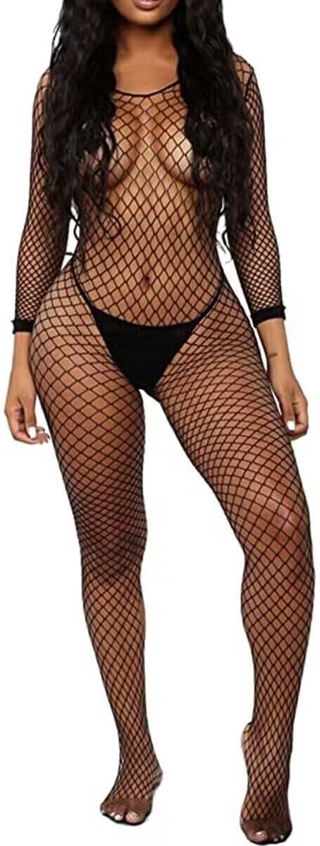 Vrouwen Sexy Bodysuit Visnet Bodystocking Een Stuk Badydoll Nachtkleding