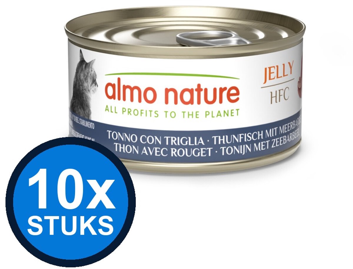 10x Almo Nature HFC cat blik jelly tonijn&zeebarbeel 70gr