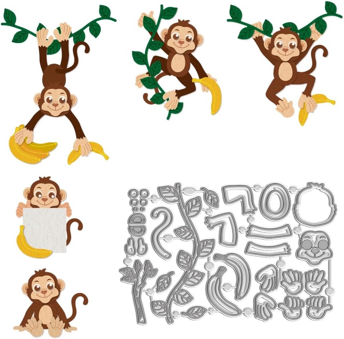 Aap Snijmatrijzen Stencils - Koolstofstaal Metaal Dieren Thema - DIY Scrapbooking & Kaart Decor