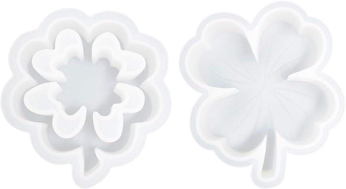 Vormen voor klaverbladeren, 2 stuks, siliconen vormen, vormen voor zelfgemaakte decoraties, gietvormen, creatieve gipsvormen