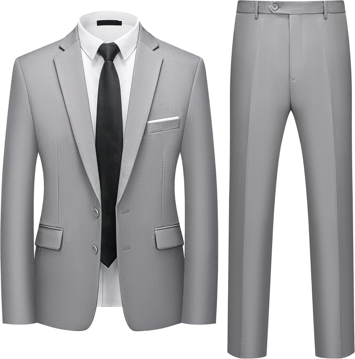 Slimfit, 2-delig, businesspak, 2-knoop, herenpak, colbert broek, onderhoudsvriendelijk, voor kantoor, bruiloft, sollicitatie en formele gelegenheden