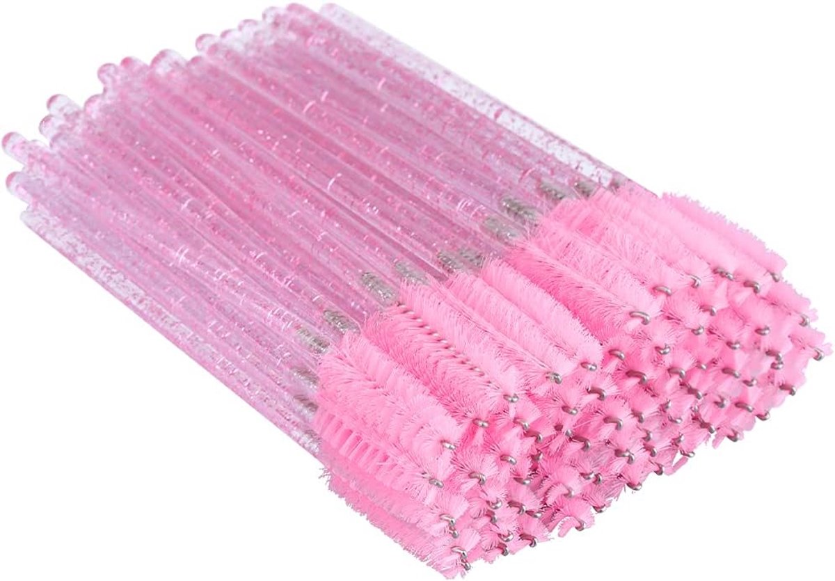 Wegwerp wimperborstels, roze mascara-borstels, 200 stuks wimperborstel voor wimperverlenging