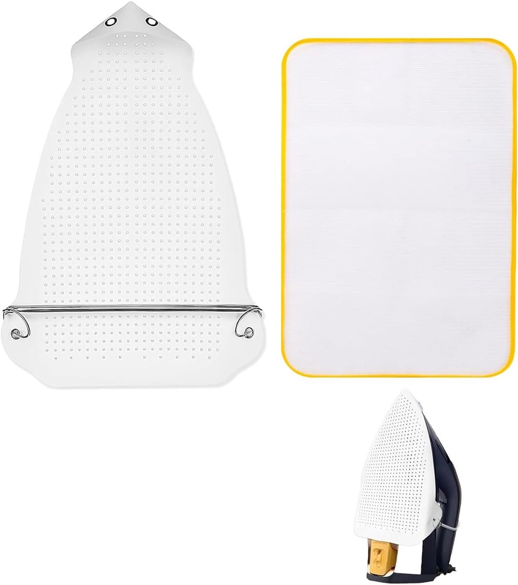 Strijkschoen en strijkbeschermingsnet, 1 + 1 stuk (23,5 x 15,5 cm), hittebescherming, anti-glans en antislip voor gevoelige stoffen en strijkzool.