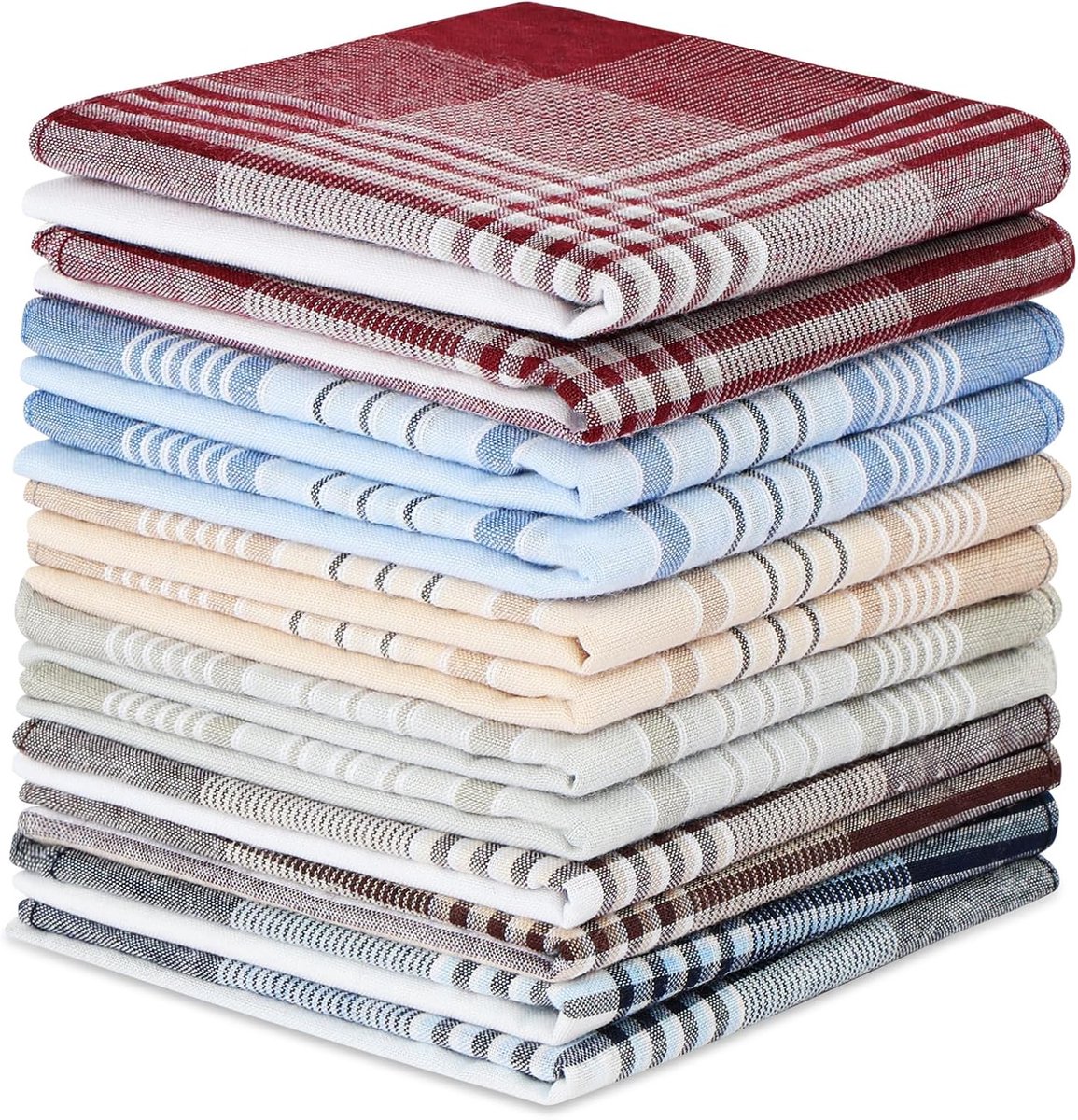 Zakdoeken set lichtblauw geruit 12 stuks zakdoeken voor heren - 40 cm x 40 cm katoenmix, pochetten voor bruidegoms, bal, feest, bruiloft en dagelijks gebruik