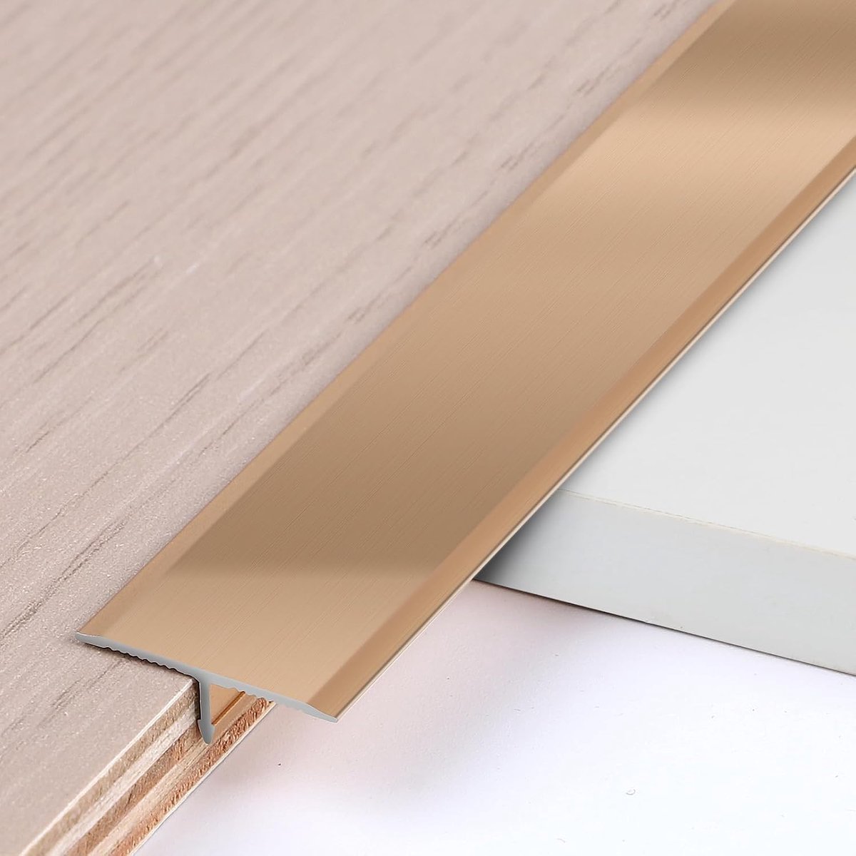 3 stuks aluminium T-sierlijsten, 0,9 m × 2 cm, voor overgangen tussen tegels, vloeren, tapijten, goud, met champagne kleurverloop